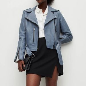 Allsaints blue genuine leather jacket